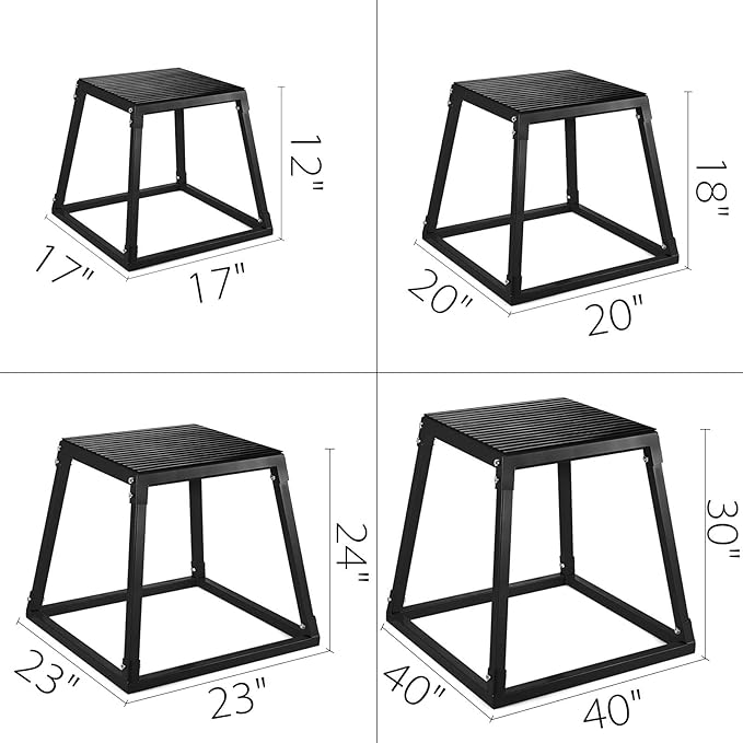 12/18/24/30 inch Plyometric Jump Boxes Plyo Box Platform Black For Home Gym Training Conditioning Strength Training 3/4pcs